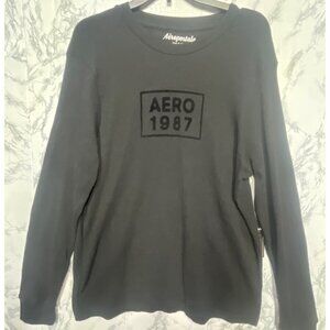 Aeropostale Aero 1987 Mens Size Large Black Long Sleeve Thermal Shirt